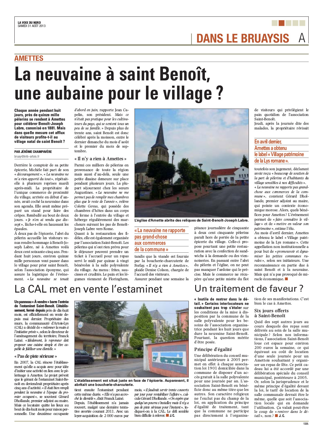 La neuvaine à Saint-Benoît, une aubaine pour le village